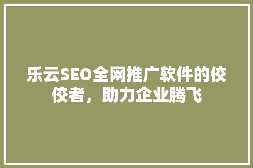 乐云SEO全网推广软件的佼佼者，助力企业腾飞