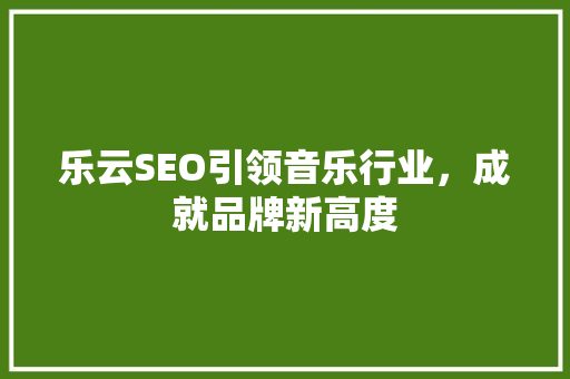 乐云SEO引领音乐行业，成就品牌新高度
