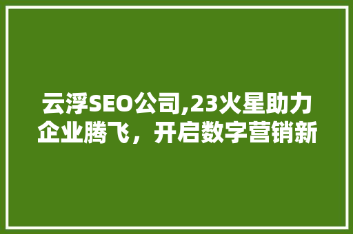 云浮SEO公司,23火星助力企业腾飞，开启数字营销新时代