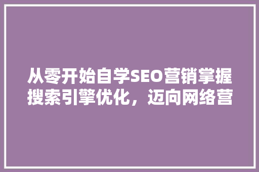 从零开始自学SEO营销掌握搜索引擎优化，迈向网络营销之路  第1张