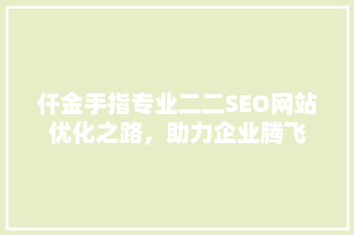 仟金手指专业二二SEO网站优化之路，助力企业腾飞