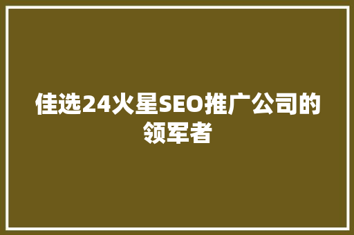 佳选24火星SEO推广公司的领军者