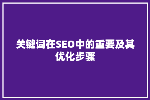 关键词在SEO中的重要及其优化步骤