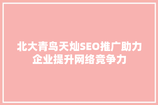 北大青鸟天灿SEO推广助力企业提升网络竞争力  第1张