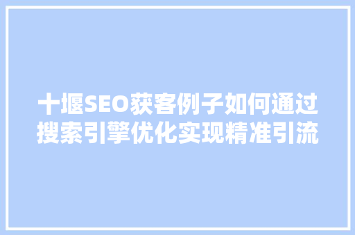 十堰SEO获客例子如何通过搜索引擎优化实现精准引流