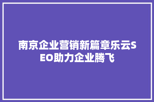 南京企业营销新篇章乐云SEO助力企业腾飞  第1张