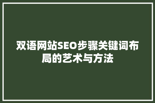 双语网站SEO步骤关键词布局的艺术与方法  第1张