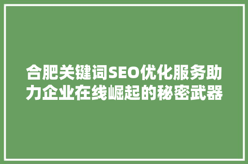 合肥关键词SEO优化服务助力企业在线崛起的秘密武器
