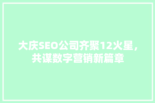 大庆SEO公司齐聚12火星，共谋数字营销新篇章