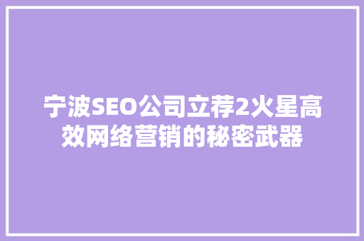 宁波SEO公司立荐2火星高效网络营销的秘密武器