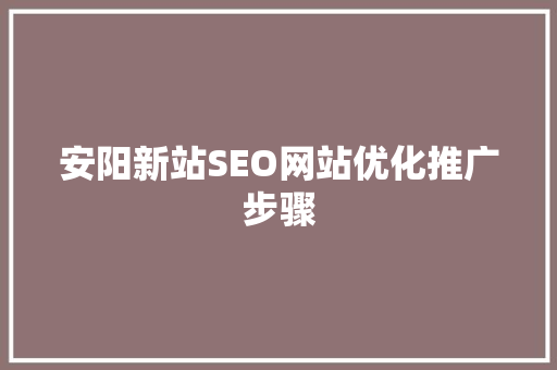安阳新站SEO网站优化推广步骤