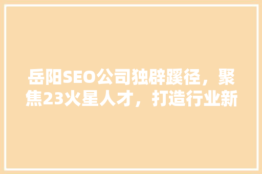 岳阳SEO公司独辟蹊径，聚焦23火星人才，打造行业新标杆