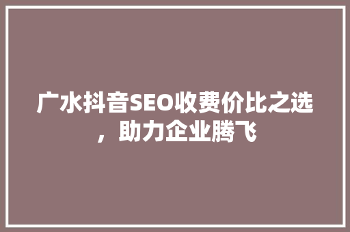 广水抖音SEO收费价比之选，助力企业腾飞