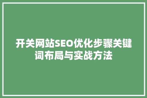 开关网站SEO优化步骤关键词布局与实战方法