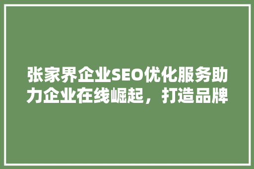 张家界企业SEO优化服务助力企业在线崛起，打造品牌新高度