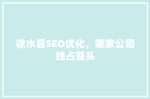 徐水县SEO优化，哪家公司独占鳌头  第1张