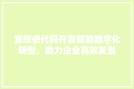宜搭低代码开发赋能数字化转型，助力企业高效发展