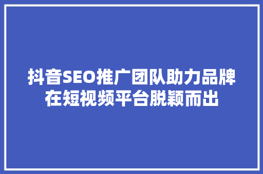 抖音SEO推广团队助力品牌在短视频平台脱颖而出