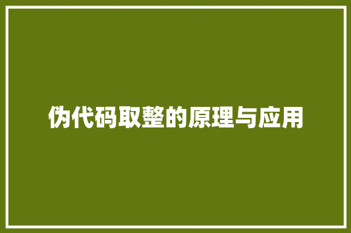 伪代码取整的原理与应用
