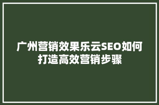 广州营销效果乐云SEO如何打造高效营销步骤
