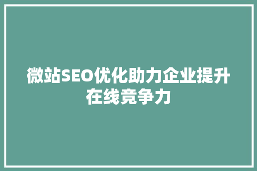 微站SEO优化助力企业提升在线竞争力  第1张