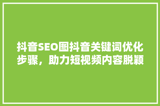 抖音SEO图抖音关键词优化步骤，助力短视频内容脱颖而出