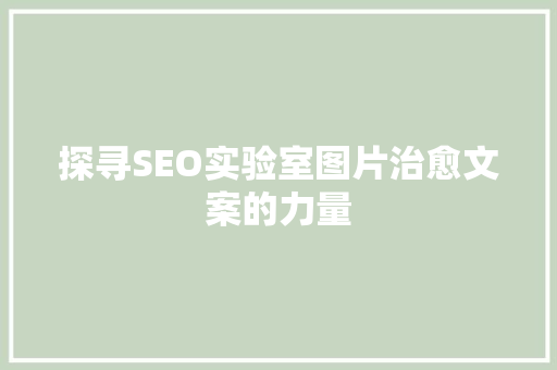 探寻SEO实验室图片治愈文案的力量