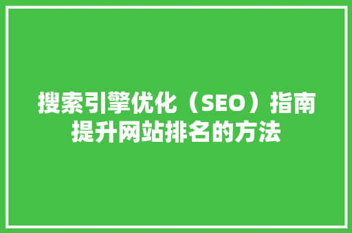 搜索引擎优化（SEO）指南提升网站排名的方法