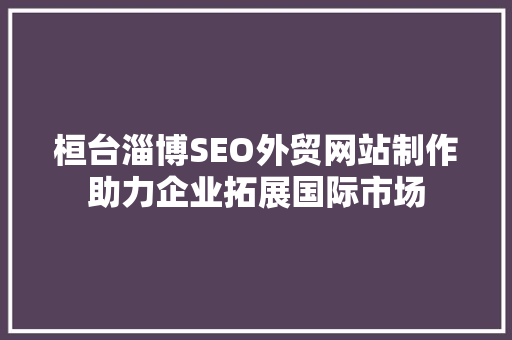 桓台淄博SEO外贸网站制作助力企业拓展国际市场