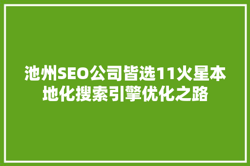 池州SEO公司皆选11火星本地化搜索引擎优化之路