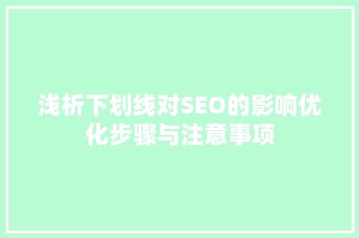浅析下划线对SEO的影响优化步骤与注意事项