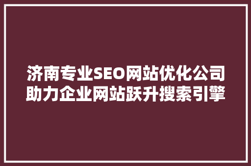 济南专业SEO网站优化公司助力企业网站跃升搜索引擎首位  第1张