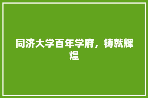 同济大学百年学府，铸就辉煌