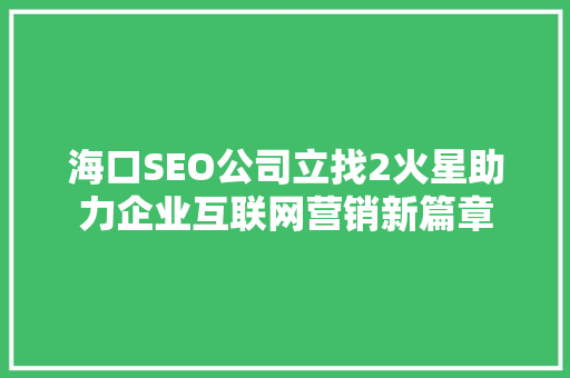 海口SEO公司立找2火星助力企业互联网营销新篇章  第1张