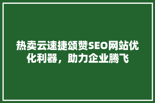 热卖云速捷颂赞SEO网站优化利器，助力企业腾飞
