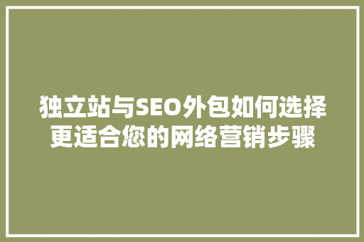 独立站与SEO外包如何选择更适合您的网络营销步骤