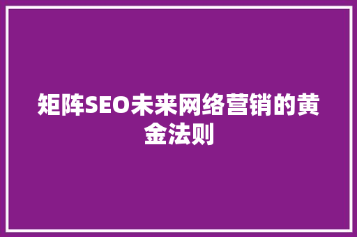 矩阵SEO未来网络营销的黄金法则