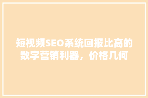 短视频SEO系统回报比高的数字营销利器，价格几何  第1张