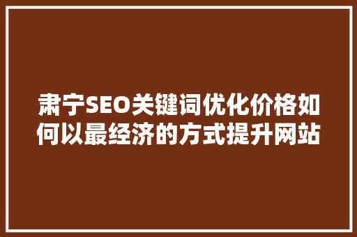 肃宁SEO关键词优化价格如何以最经济的方式提升网站排名