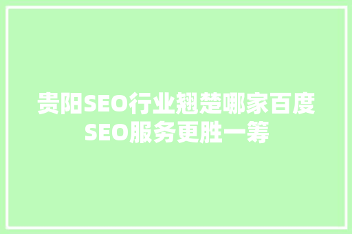 贵阳SEO行业翘楚哪家百度SEO服务更胜一筹