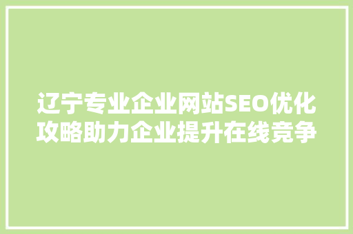 辽宁专业企业网站SEO优化攻略助力企业提升在线竞争力