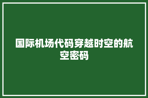 国际机场代码穿越时空的航空密码
