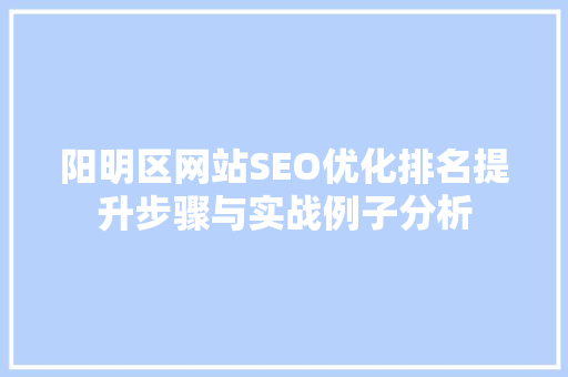 阳明区网站SEO优化排名提升步骤与实战例子分析  第1张