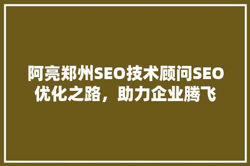 阿亮郑州SEO技术顾问SEO优化之路，助力企业腾飞