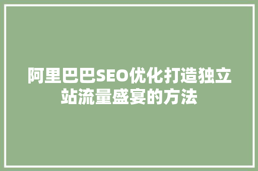 阿里巴巴SEO优化打造独立站流量盛宴的方法