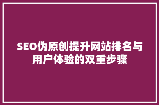 SEO伪原创提升网站排名与用户体验的双重步骤  第1张