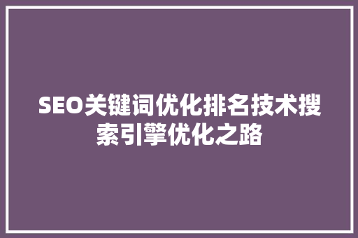 SEO关键词优化排名技术搜索引擎优化之路  第1张