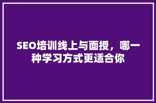 SEO培训线上与面授，哪一种学习方式更适合你