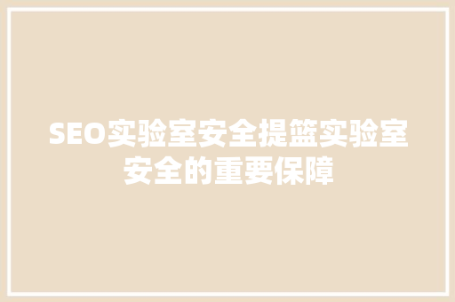 SEO实验室安全提篮实验室安全的重要保障  第1张