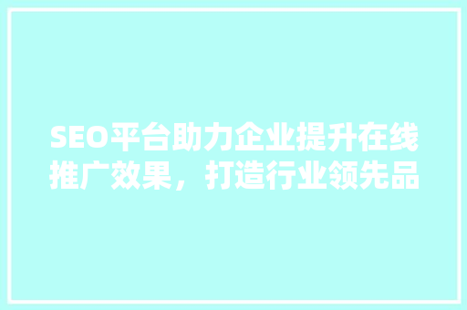 SEO平台助力企业提升在线推广效果，打造行业领先品牌